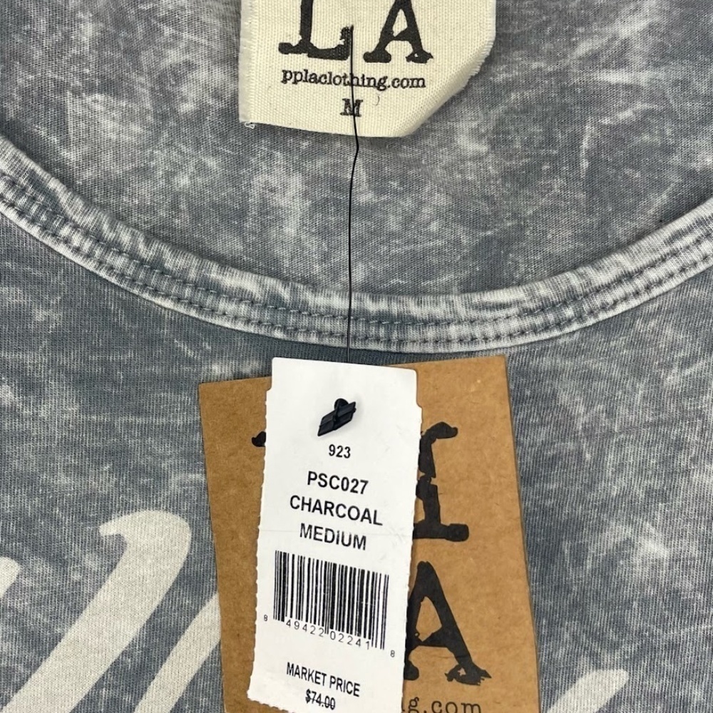 NWT PPLA Whiskey Made Me Do It Charcoal Long Sleeve Scoop Graphic Tee Medium NEW - Picture 2 of 4